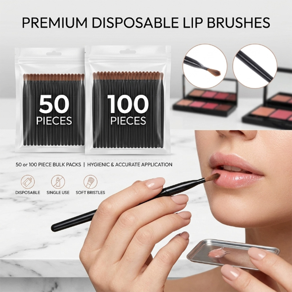 Makeup And Beauty - 50/100pcs 일회용 립 브러쉬 세트 립스틱