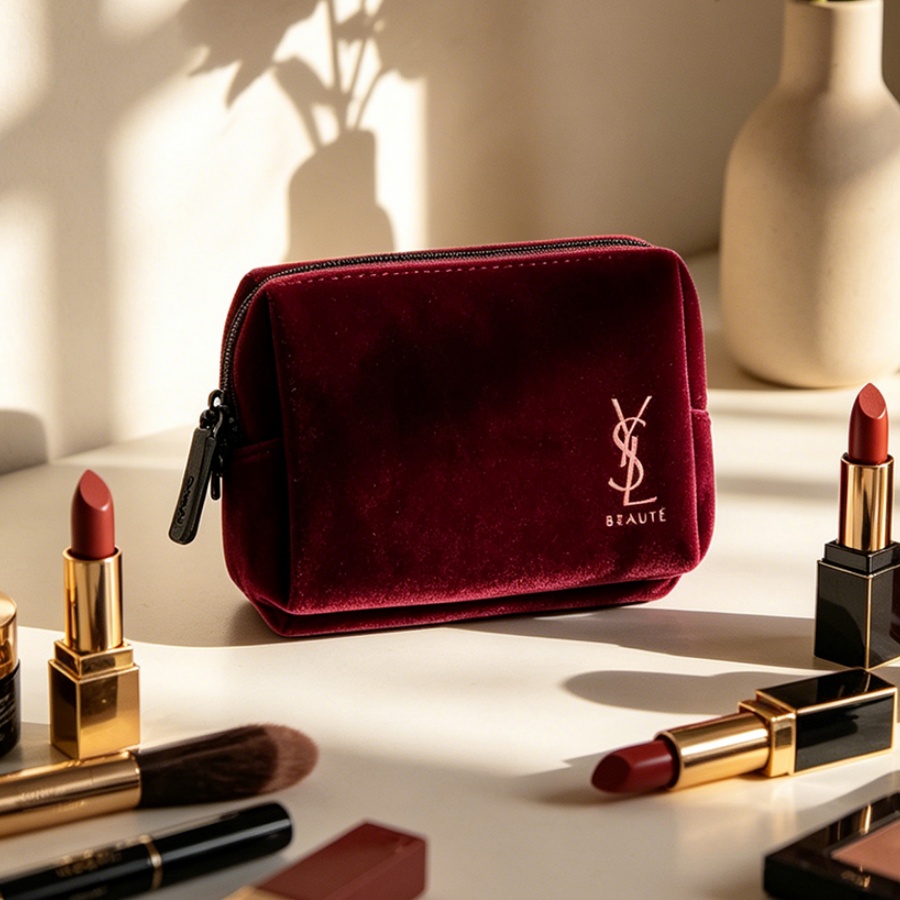 YSL의 가방 와인 레드 벨벳 미니 휴대용 사각형 화장 - Ysl Beauty Makeup 리뷰 및 가격